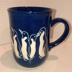 Otagiri Embossed Penguin Mug Cup Blue and White 10oz
